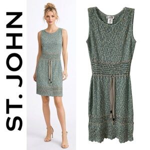 St. John Sport Tweed Knit Crochet Dress Womens Small.